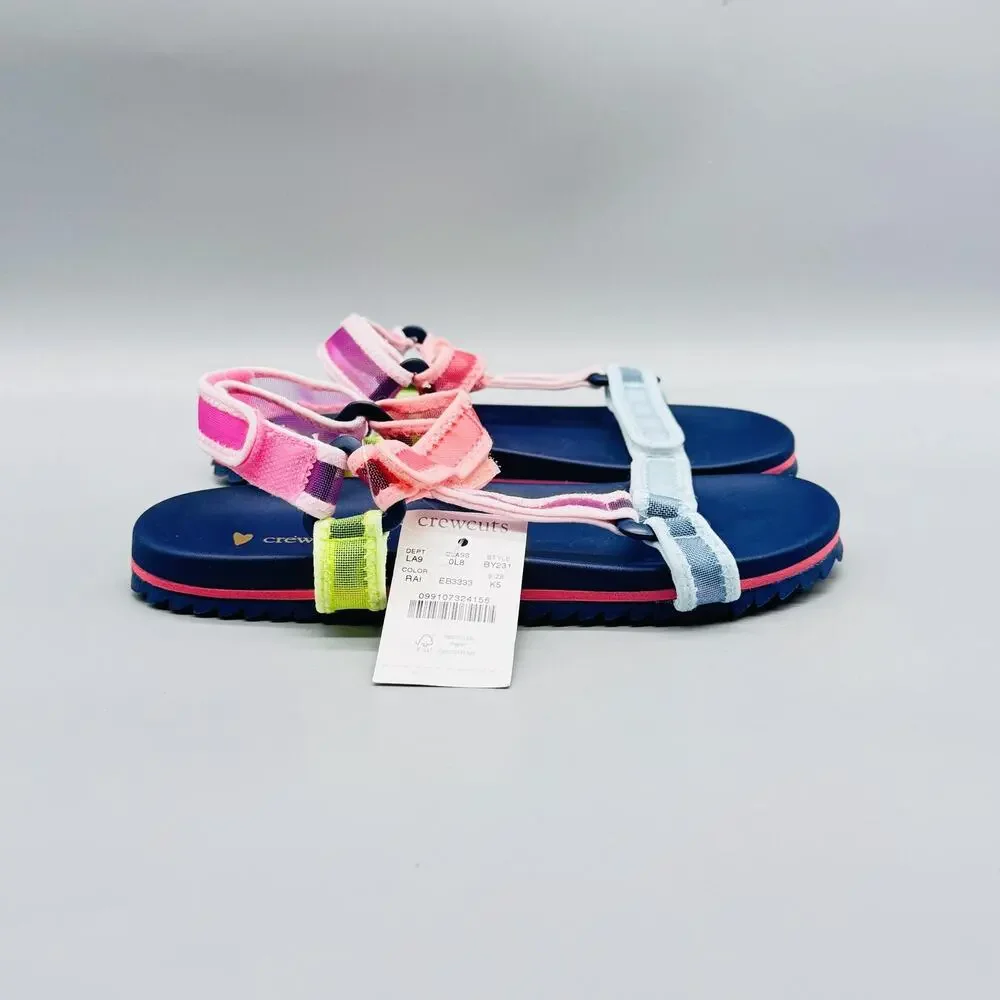 Crewcuts Sandals Kids Girls 5 Multicolor Strappy Hook & Loop Casual Summer Shoes
